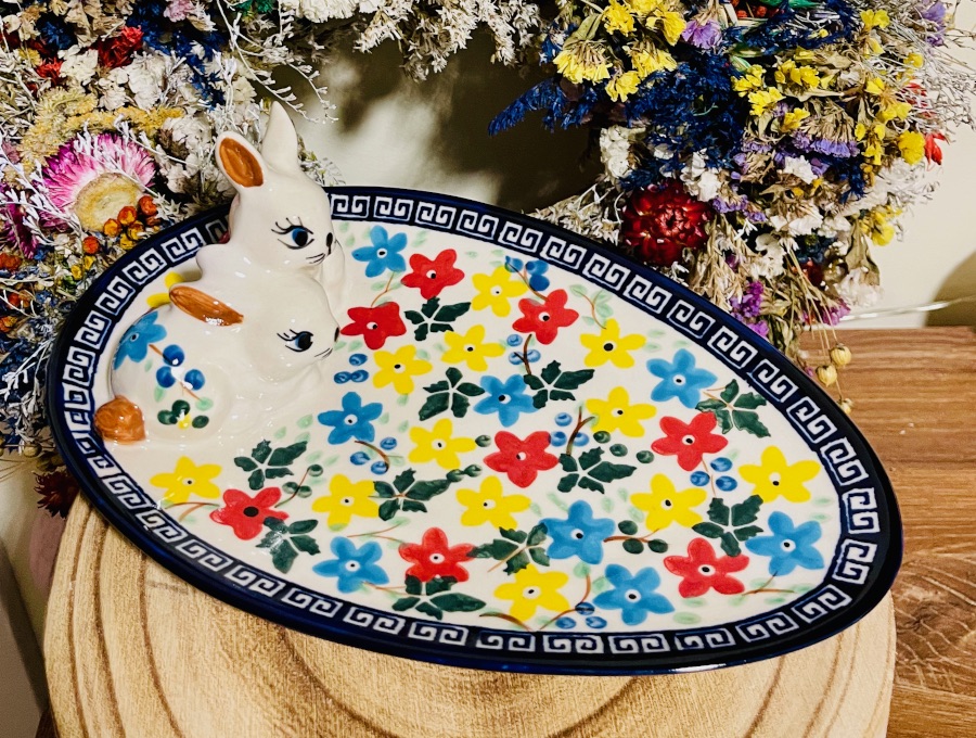 talerz z zajaczkiem Boleslawiec