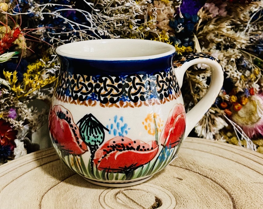 kubek maki unikat ceramika Boleslawiec