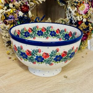 miska na stopce wianek ceramika Boleslawiec