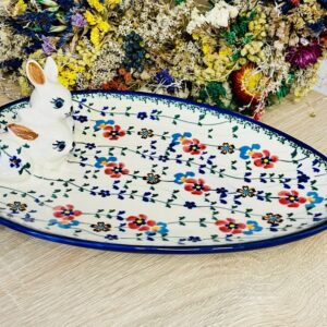 talerz z zajaczkiem ceramika Boleslawiec