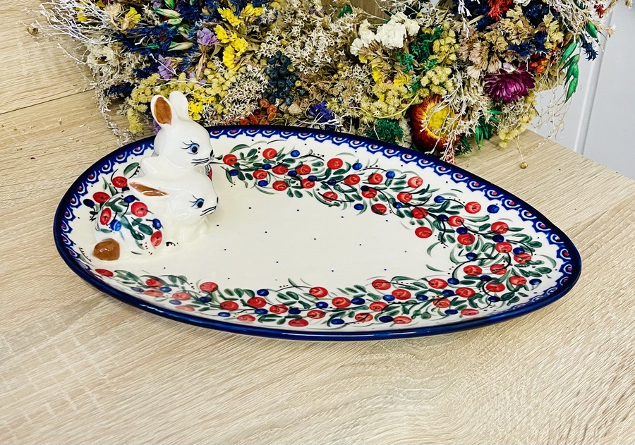 talerz zajac ceramika Boleslawiec