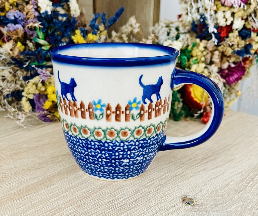 kubek kot ceramika Boleslawiec