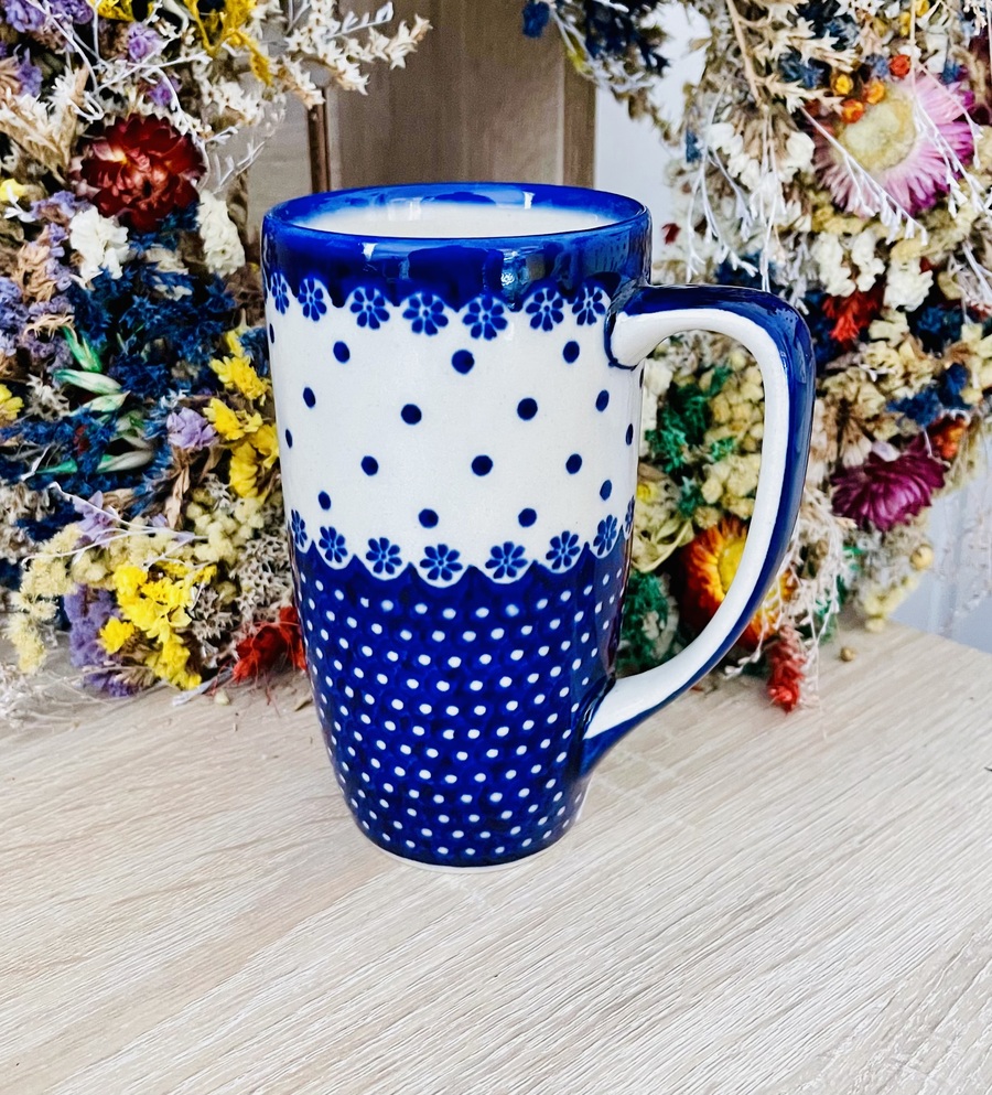 kubek latte ceramika Boleslawiec