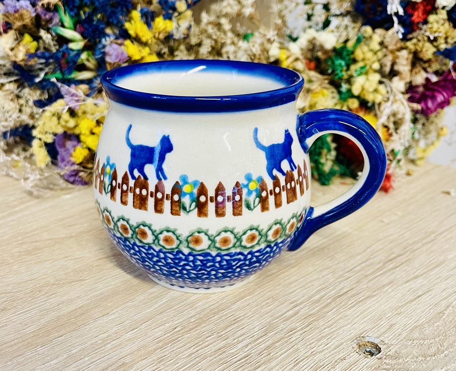 kubek kot ceramika Boleslawiec